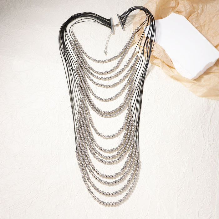 Wholesale multi-layer gold beads creative design sense necklace exaggerated