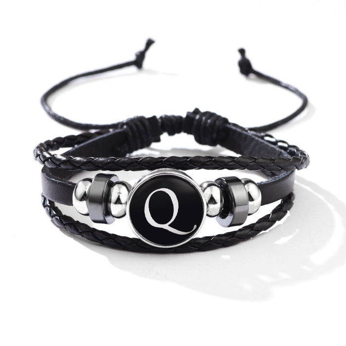 Wholesale 26 English Letters Leather Bracelet JDC-BT-QiN017