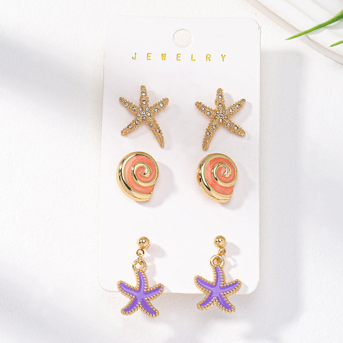 Wholesale Starfish,  Palm Tree,  Conch Earring Set