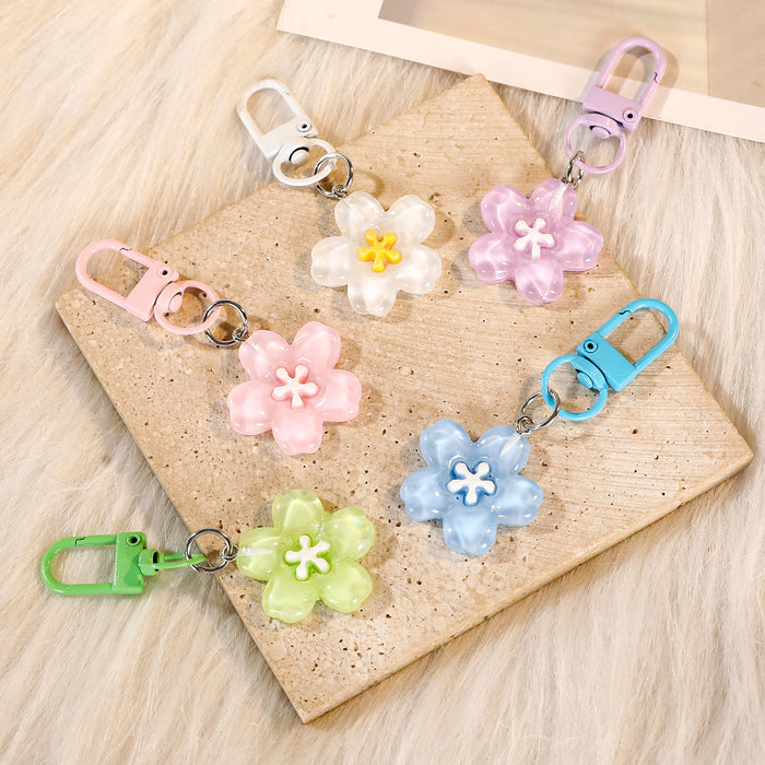 Wholesale Flower Resin Keychain Colorful Translucent Pendant Bag Charm Friend Gift
