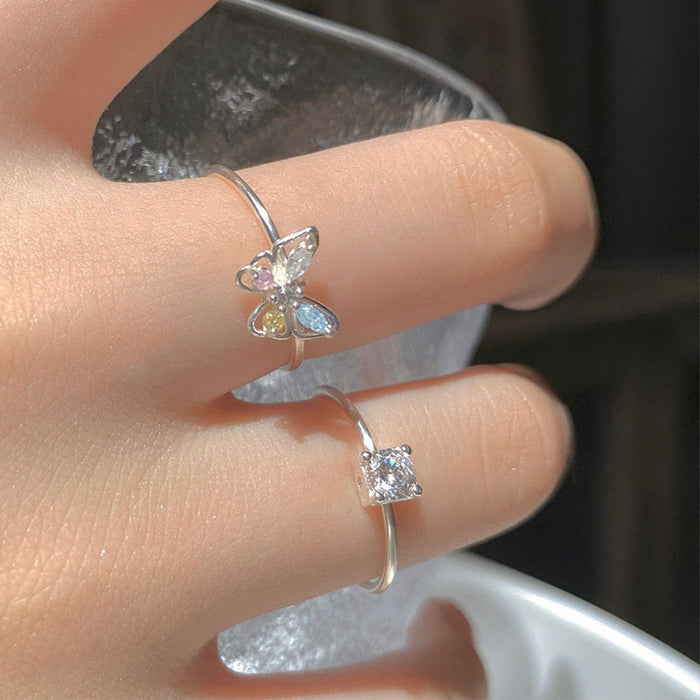 Wholesale Diamond Butterfly Ring Women's Three-dimensional Open Ring