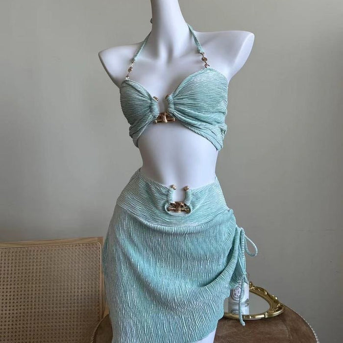 Wholesale New sexy split skirt style three piece bikini swimsuit