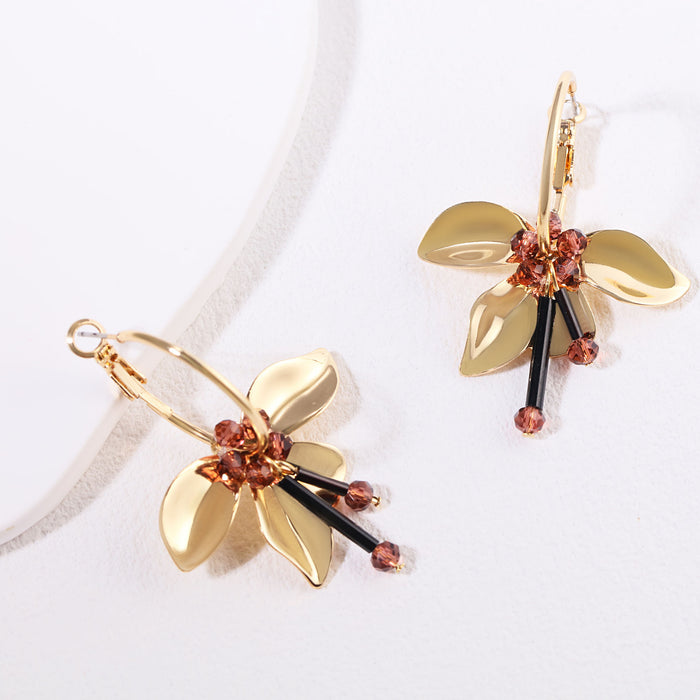 Wholesale Ballet Girl Fashion French Retro Alloy Flower Earrings Light Luxury High Sense Niche Elegant Earrings