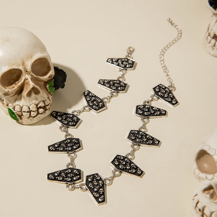 Wholesale  Skull Coffin Geometric Pendant Necklace Iron Electroplated Fashion Accessory MOQ≥100
