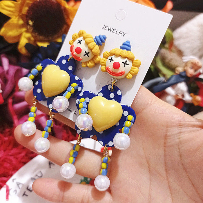 Wholesale Cartoon Cute Polka Dot Love Clown Resin Earrings JDC-ES-Xingj048