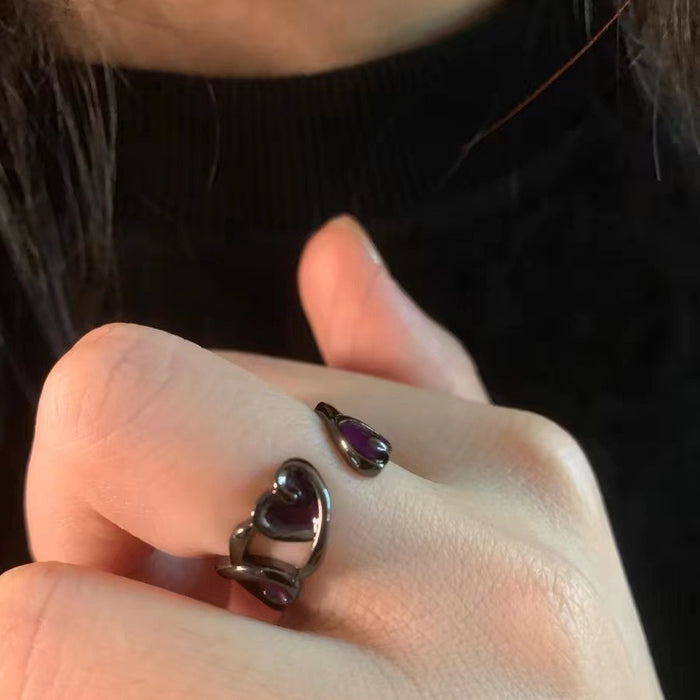 Wholesale Love Zircon Open Ring Adjustable Sweet Cool Wind Ring