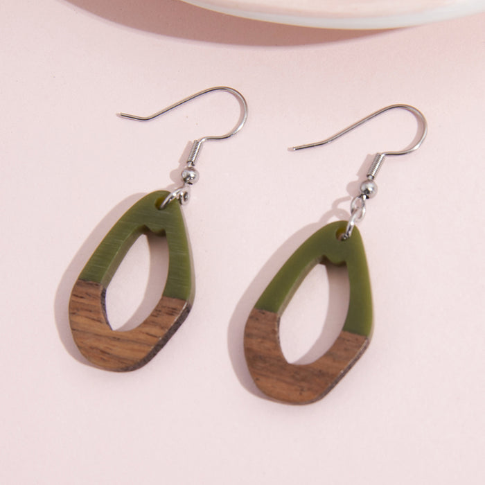 Wholesale Vintage Personalized Splicing Wooden and Resin Shaped Water Drop Earrings DIY Earrings Accessories