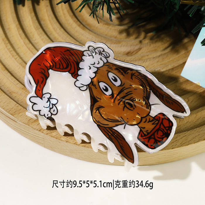 Wholesale Christmas PVC Hair Claw Clips Santa  Shark Cartoon Party Accessory Gift