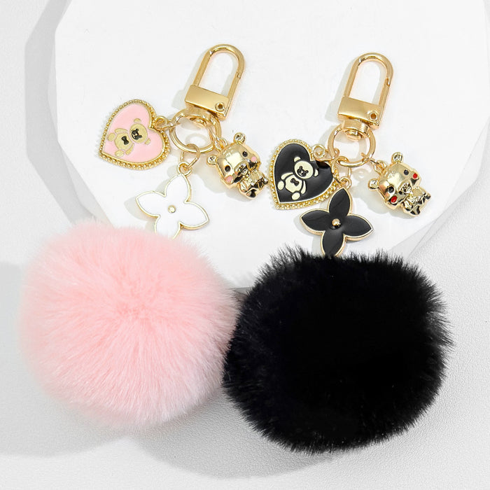 Wholesale Fur Ball Keychain Cute Tiger earbuds Protective Pendant