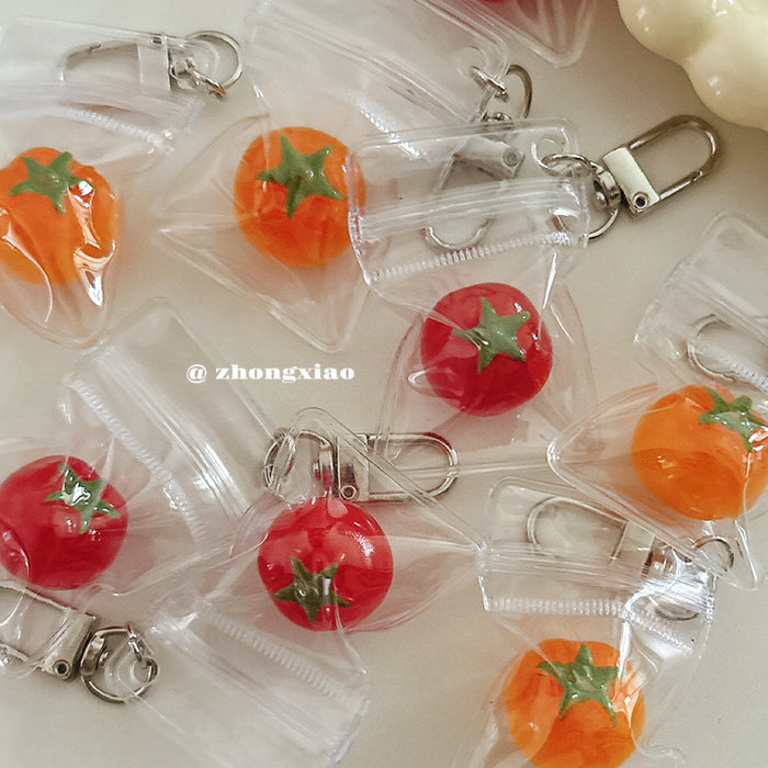 Wholesale 3D Cherry Tomato Keychain Bag Charm Cute Red Resin Phone Pendant Pastoral Fashion Accessory Boutique Resale Gift