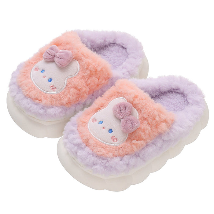 Wholesale Winter Children's Cotton Slippers for Boys and Girls Warm Non-slip Plush Parent-child Bag Baby Furry Cotton Slippers JDC-SP-Langd005