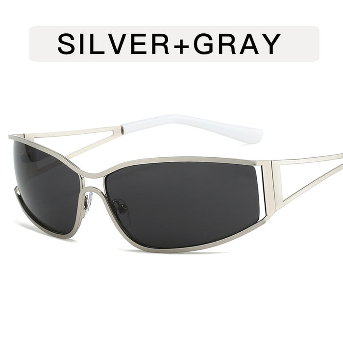 Wholesale Personalized sunglasses, hollow metal sunglasses, cycling narrow frame sunglasses