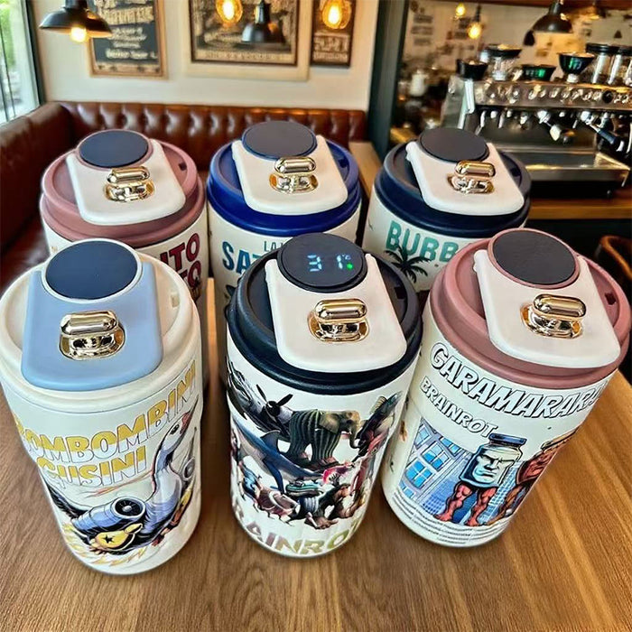 Wholesale Stainless steel thermos cup cartoon high-value straw cup portable large-capacity iced coffee cup