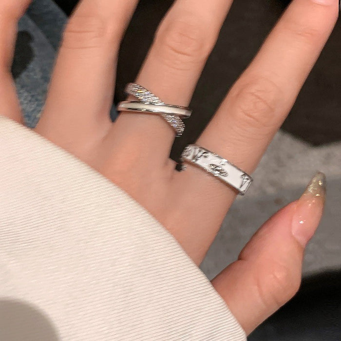 Wholesale New cross letter ring with niche design, high-end sense, fashionable personality, trendy index finger ring