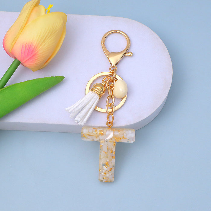 Wholesale New Gold Foil Drop Glue Letter Pendant Keychain Girl Bag Pendant Girlfriend Gift