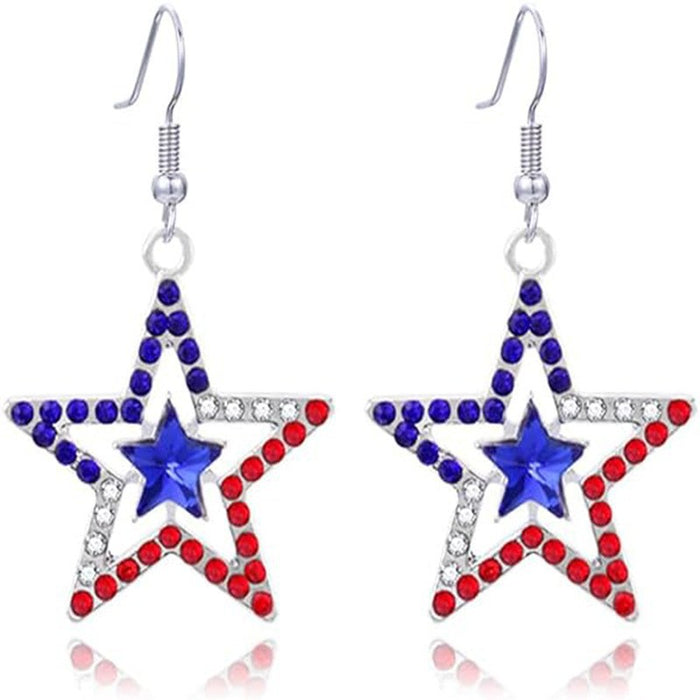 Wholesale Acrylic US Flag Heart Earrings Independence Day Party Jewelry Fashion Accessory for Resale