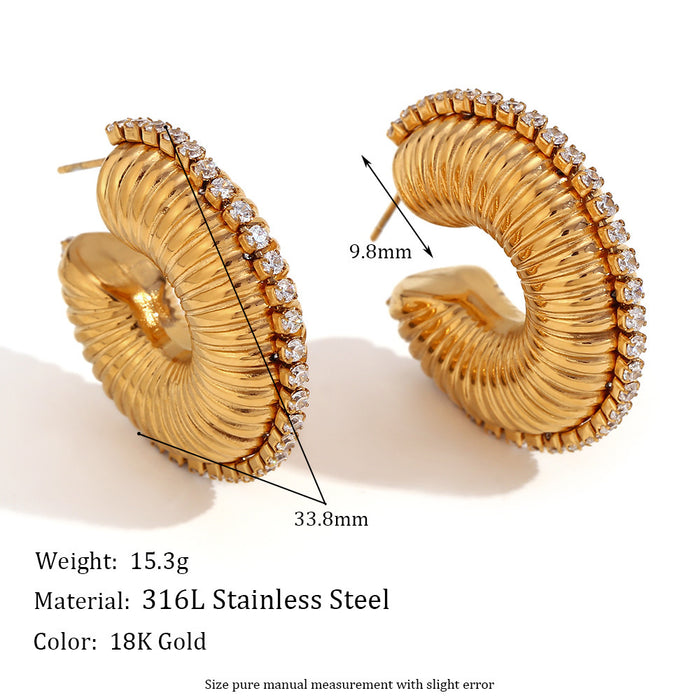 Wholesale Fashionable and versatile retro niche earrings made of stainless steel gold-plated irregular geometric heart-shaped earrings