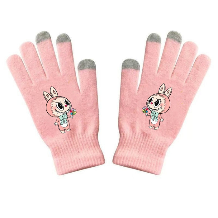 Wholesale Warm Dopamine Printed Knitted Gloves