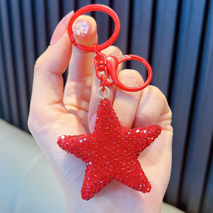 Wholesale Full Diamond Five-pointed Star Alloy Keychain JDC-KC-WoA030