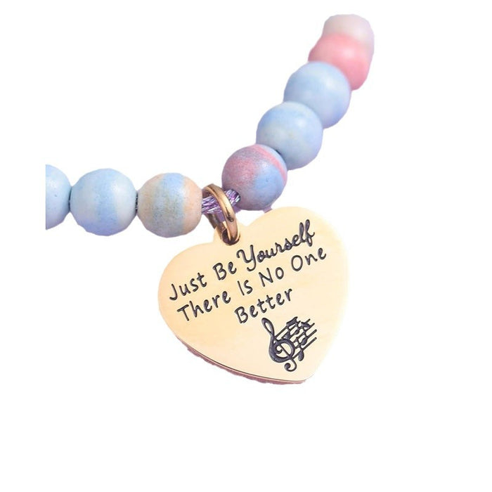 Wholesale Trendy Heart Shaped Rainbow Stone Bracelet Stainless Steel Fashion Accessory MOQ≥2