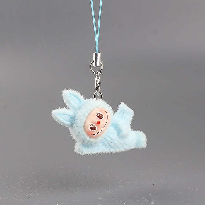 Wholesale Resin flocked side-lying yoga cartoon keychain