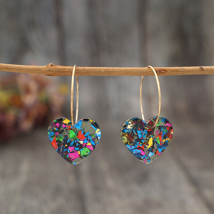 Wholesale Sparkling transparent heart-shaped multi-color women's earrings and earrings