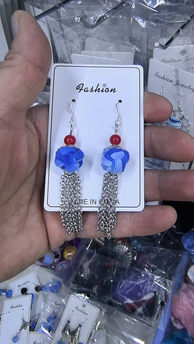 Wholesale Hand woven blue tie dye earrings