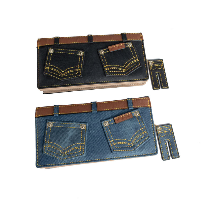 Wholesale Long PU Denim Wallet JDC-WT-MaoMao004