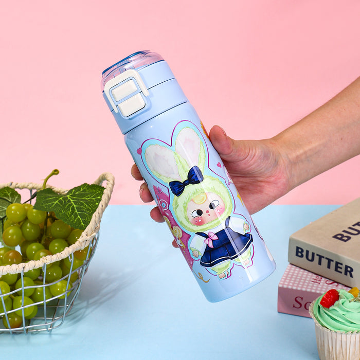 Wholesale Cartoon Double Drinking Cup Stainless Steel Thermos Cup Children' s Water Cup Bounce Lid Straw Cup