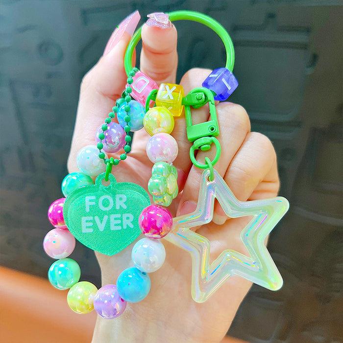 Wholesale Acrylic Cartoon Beaded Five-pointed Star Keychain JDC-KC-YanG066