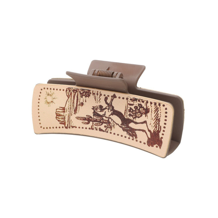 Wholesale Western Style Cactus Print Pattern Leather Hairpin Shark Clip Women' s Grab Clip