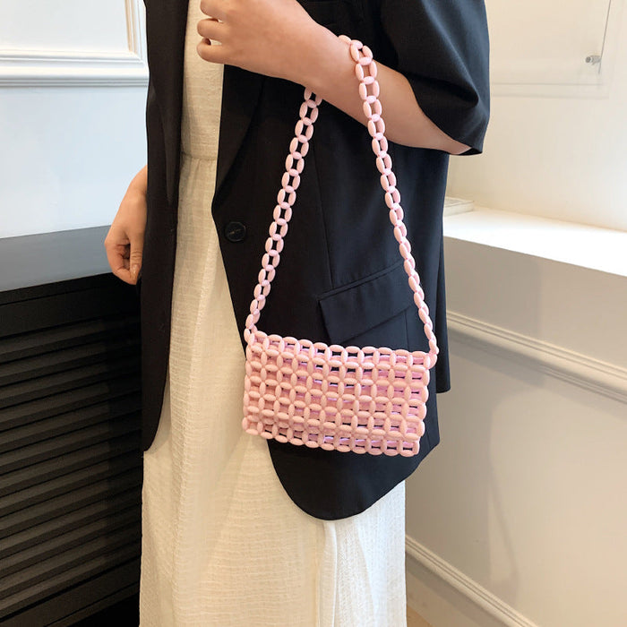 Wholesale Beaded Woven Square Tote Bag JDC-SD-FangPu003