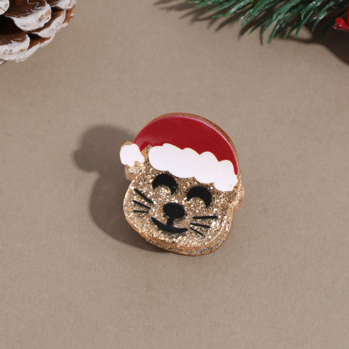 Wholesale Christmas Hair Clips Cute Gingerbread Man Snowman Elk Bell Plastic Hair Accessory For Party Gift