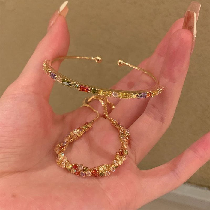 Wholesale Color Dopamine Zircon Bracelet Women's Design Fried Dough Twists Twist Bracelet Bracelet