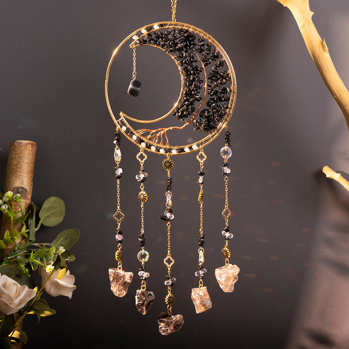 Wholesale Tree of Life Sun Catcher Colorful Crushed Stone Crysta Window Decorative Wind Chime