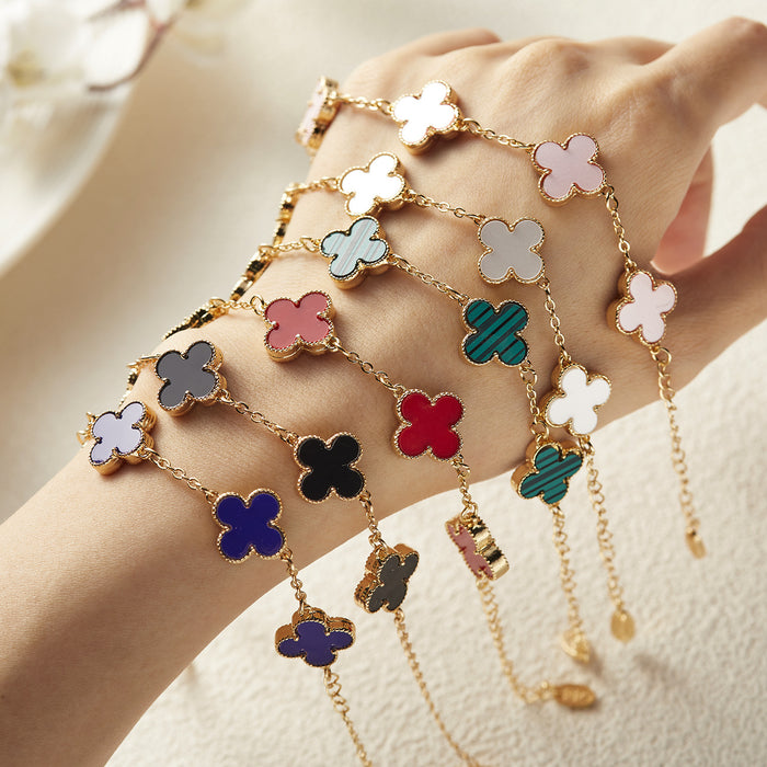 Wholesale four-leaf clover bracelet for women South Korea simple ins Five-Flower fritillary good luck four-leaf clover all-match bracelet chain