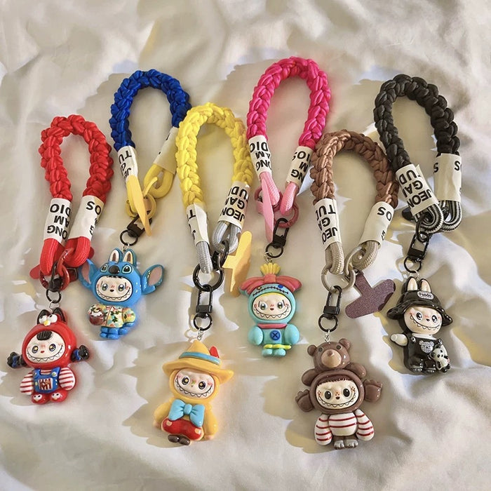 Wholesale Cute cartoon cloth woven nylon lanyard key chain