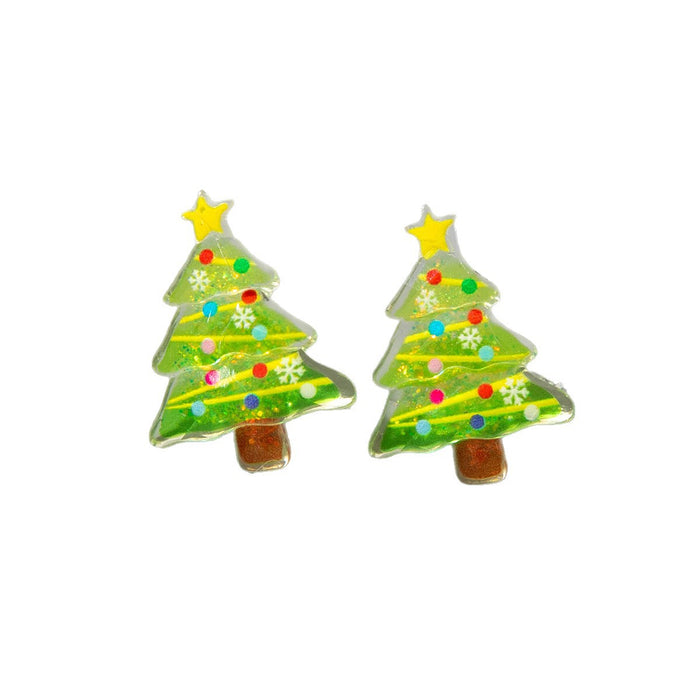 Wholesale Electroplated Resin Christmas Stud Earrings Snowman Santa Tree Fashion Jewelry Accessory Gift MOQ≥2