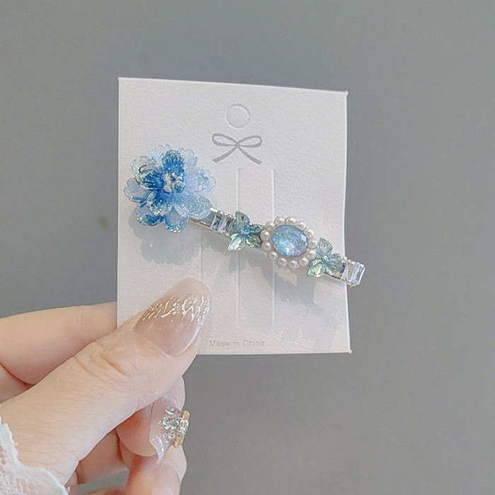 Wholesale Gradient Flower Diamond Hair Clip Female Edge Duckbill Clip