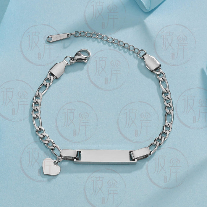 Wholesale DIY Laser Engraved Stainless Steel Smooth Rectangular Plate for Children Bracelet JDC-BT-BiA010