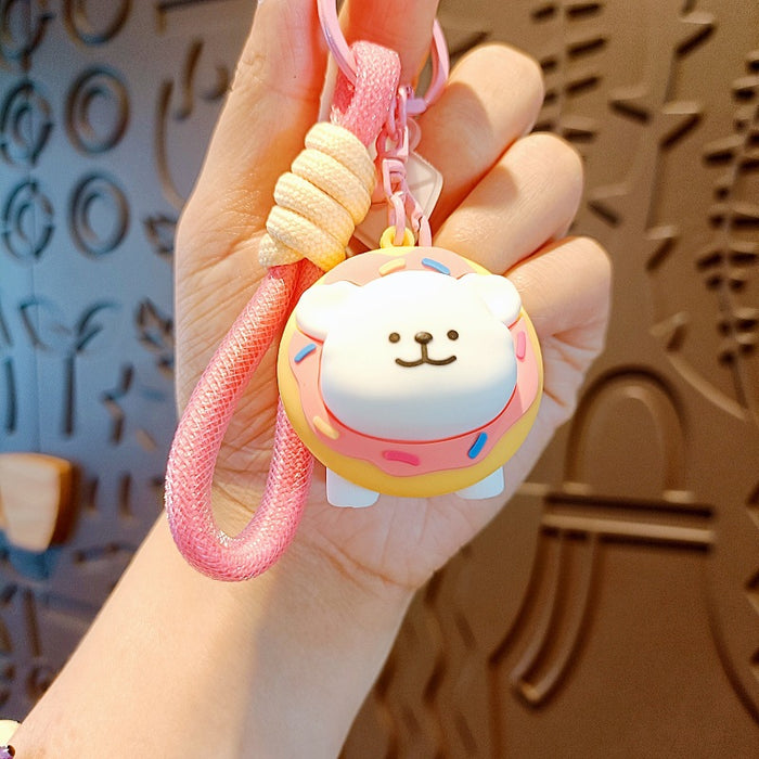 Wholesale Line Puppy Keychain Korean Cartoon Doll School Bag Pendant Cute Couple Key Chain Doll Machine Small Gift
