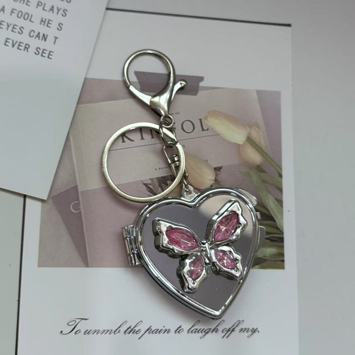 Wholesale  Niche silver Bow Love Mirror Keychain