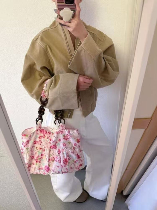 Wholesale Large Capacity Cloth Bag Vintage Tote Floral Canvas Bag Shoulder Bag