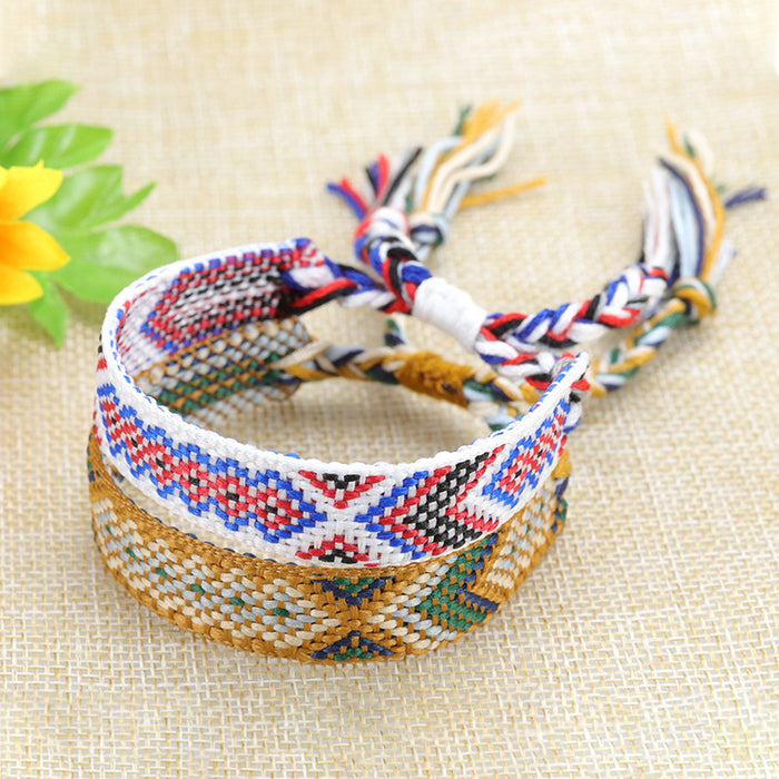 Wholesale of New Nepalese Fabric Ethnic Style Woven Colorful Tassel Bracelet JDC-BT-YiYe005