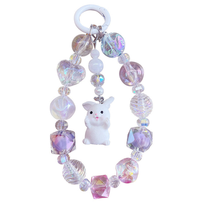 Wholesale Transparent bead keychain, exquisite car keychain, mobile phone chain, couple pendant