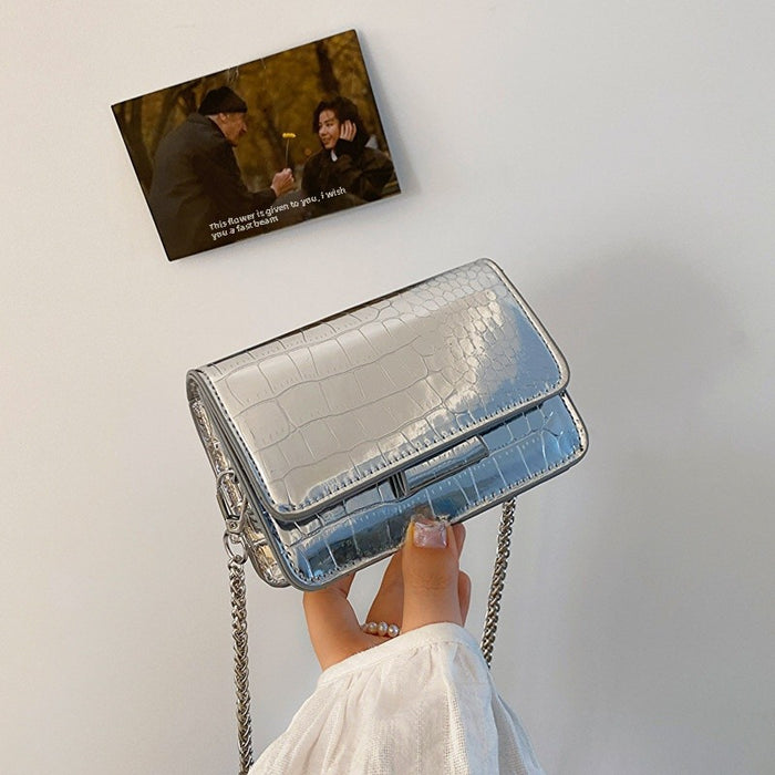Wholesale Small square bag new high-end niche crossbody silver mini bag