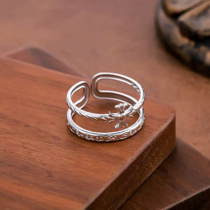 Wholesale Vintage Cross Ring Titanium Steel Gold Adjustable Unisex Fashion Accessory MOQ: 2