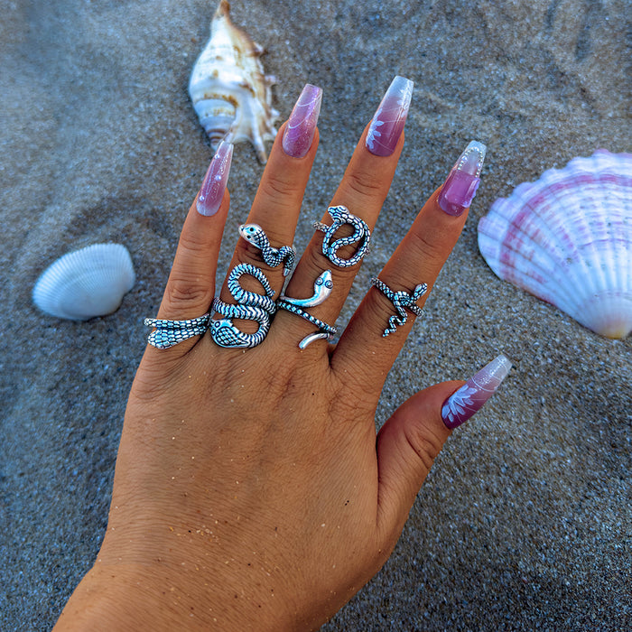 Wholesale Punk Style Skull Snake Ring Set Alloy Fashion Accessory MOQ≥2