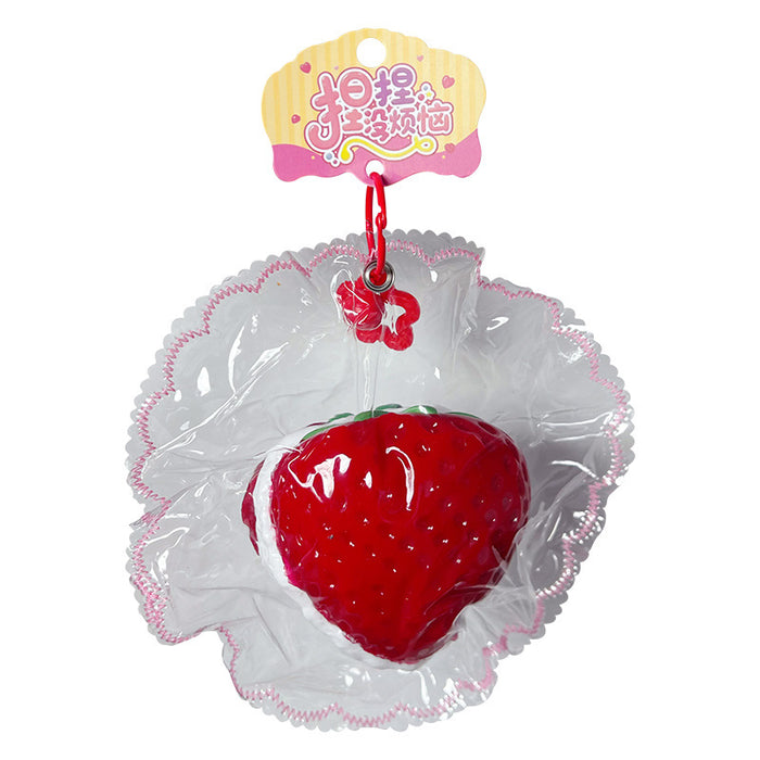Wholesale Food Grade Silicone Strawberry Stress Relief Squeeze Keychain Bag Charm Stylish Gift