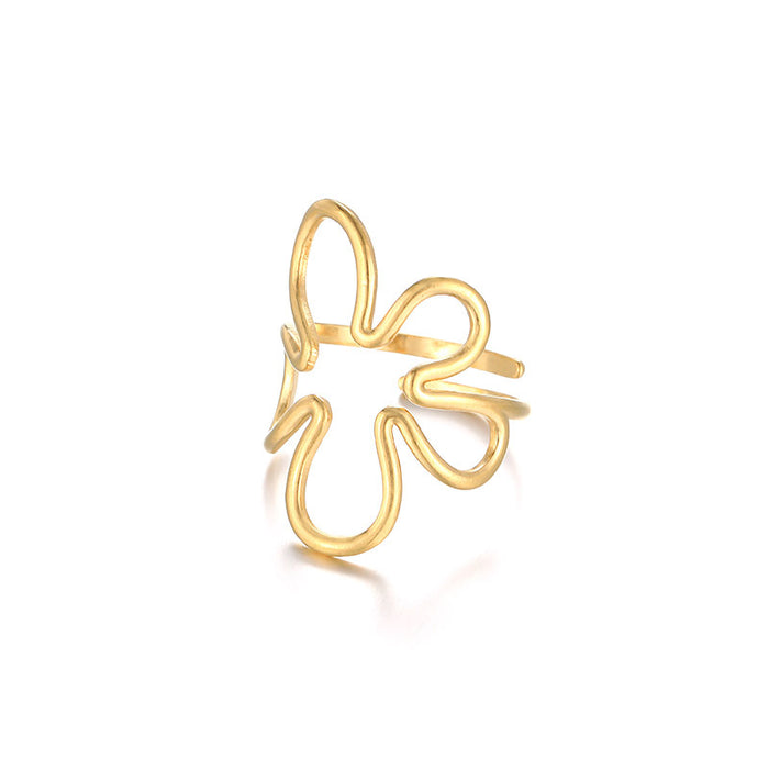 Wholesale Retro Geometric Irregular Textured Stainless Steel Ring